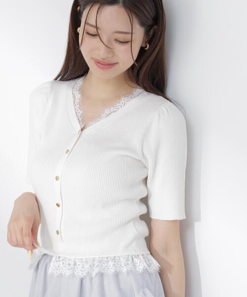 PROPORTION BODY DRESSING(プロポーションボディドレッシング)の「【カーキ追加生産】レースレイヤード風リブニット / 1216270604(ニット/セーター・レディース・カーキ/ホワイト系その他/ピンク・FREE)」の10枚目の写真