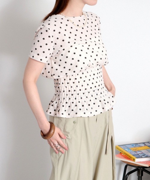 cepo（セポ）の「ドットプリントシャーリングプルオーバー（Tシャツ/カットソー・レディース・ベージュ系/ブラウン系・M）」の5枚目の写真