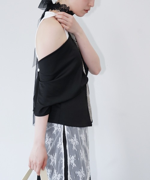 chuclla(チュクラ)の「ドレープネックトップス chw26s330(Tシャツ/カットソー・レディース・ホワイト/ブラック・FREE)」の4枚目の写真