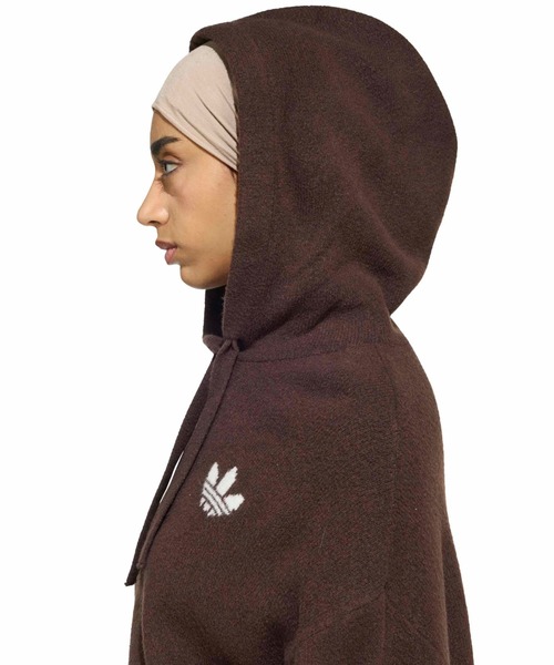 adidas（アディダス）の「adidas ESSENTIALS KNIT HOODIE / アディダス エッセンシャルズ ニット フーディー（パーカー・レディース・ブラウン・S/M/L）」の3枚目の写真