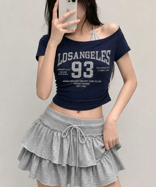 VIVID LADY(ビビッドレディー)の「カップイン ワンショルダーナンバリング 半袖Tシャツ(Tシャツ/カットソー・レディース・アイボリー/ネイビー/ブラック・FREE)」の12枚目の写真