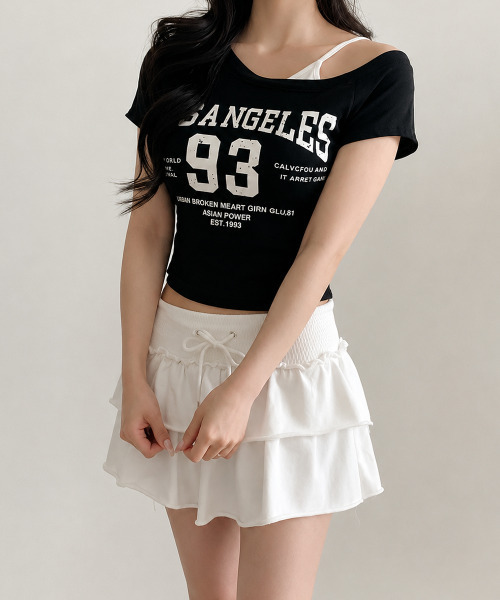 VIVID LADY(ビビッドレディー)の「カップイン ワンショルダーナンバリング 半袖Tシャツ(Tシャツ/カットソー・レディース・アイボリー/ネイビー/ブラック・FREE)」の7枚目の写真
