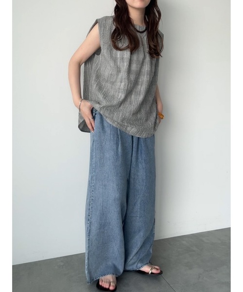 Te chichi（テチチ）の「リネンミックスクレープブラウス(セットアップ可)（シャツ/ブラウス・レディース・ブラック/その他2/その他1・F）」の4枚目の写真