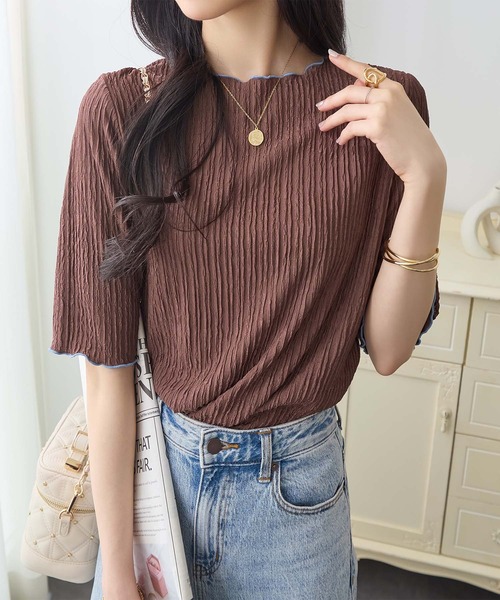 ReDial(リダイアル)の「配色使いプルオーバー(Tシャツ/カットソー・レディース・ブラック系/チェック/ブラウン系/アイボリー系・L/M/LL/3L)」の10枚目の写真