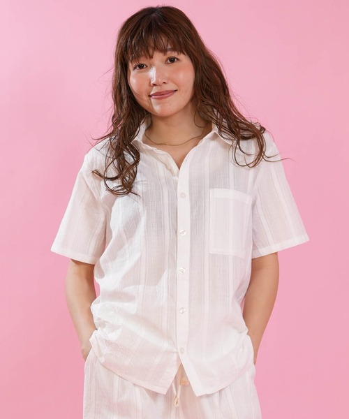 Hula Lani(フララニ)の「HULALANI/フララニ レディース 半袖 シャツ ワンポイント 263HU2SH097(シャツ/ブラウス・レディース・ホワイト/ピンク/ブルー・FREE)」の5枚目の写真