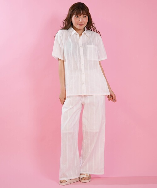 Hula Lani(フララニ)の「HULALANI/フララニ レディース 半袖 シャツ ワンポイント 263HU2SH097(シャツ/ブラウス・レディース・ホワイト/ピンク/ブルー・FREE)」の7枚目の写真