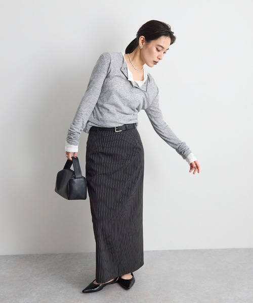 STELLA FISH(ステラフィッシュ)の「ストライプスカート(スカート・レディース・グレー/ブラック/ベージュ・SMALL/MEDIUM)」の6枚目の写真