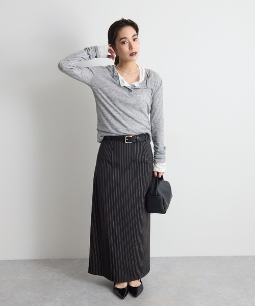 STELLA FISH(ステラフィッシュ)の「ストライプスカート(スカート・レディース・グレー/ブラック/ベージュ・SMALL/MEDIUM)」の14枚目の写真