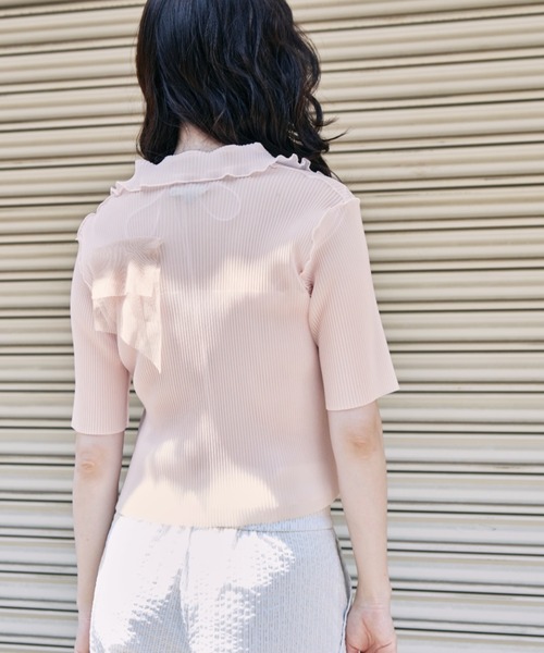 kotohayokozawa（コトハヨコザワ）の「【kotohayokozawa/コトハヨコザワ】《STUDIOUS別注》シアーラメポロトップス（ポロシャツ・レディース・ブルー/アイボリー/ピンク/ネイビー・FREE）」の9枚目の写真