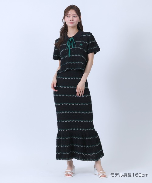 MARY QUANT(マリークワント)の「ウェーブニット スカート(スカート・レディース・ネイビー/ブラック/アイボリー/ブルー・M)」の16枚目の写真