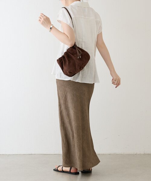 russet（ラシット）の「【WEB限定】スエード巾着4WAYショルダーバッグ（ショルダーバッグ・レディース・ダークブラウン/グレー・FREE）」の9枚目の写真
