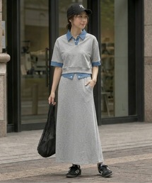 ポロ襟×Aラインスカートセットアップ