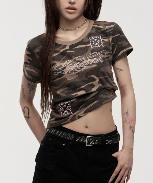 LANARCHIVE（ランアーカイブ）の「[0143] カモチェーン刺繍ウーマン半袖Tシャツ - カモ（Tシャツ/カットソー・レディース・オリーブ・FREE）」の4枚目の写真