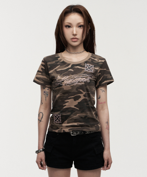 LANARCHIVE（ランアーカイブ）の「[0143] カモチェーン刺繍ウーマン半袖Tシャツ - カモ（Tシャツ/カットソー・レディース・オリーブ・FREE）」の6枚目の写真
