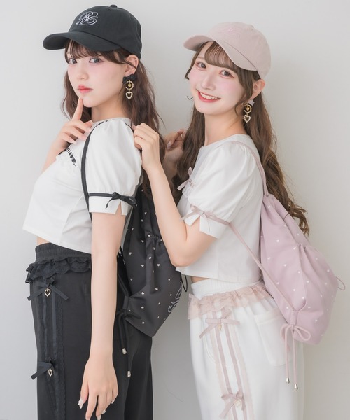 ROJITA（ロジータ）の「ラインストーンロゴナップサック（バックパック/リュック・レディース・マルチ/ピンク/ブラック・FREE）」の8枚目の写真