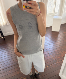 DANDEL（ダンデル）の「DD argyle stitch sleeveless (GREY)（Tシャツ/カットソー）」
