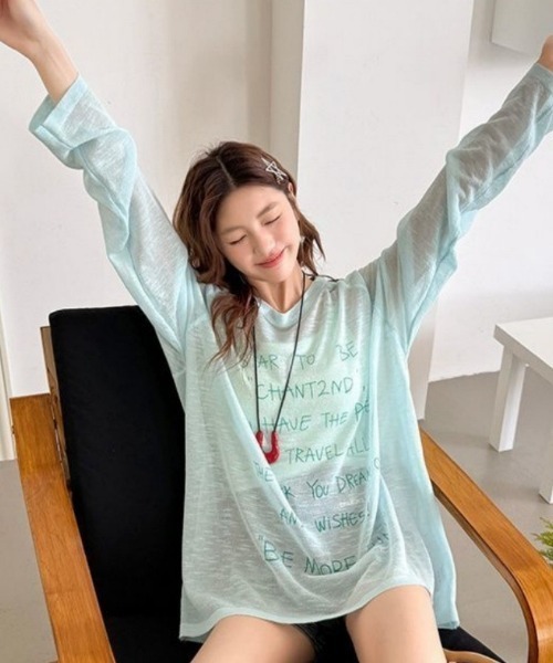 Ritzy(リッツィー)の「ロゴプリントシアーロングスリーブカットソー(Tシャツ/カットソー・レディース・ブルー・L/M)」の6枚目の写真