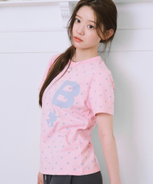 BAUF（バウフ）の「[BAUF x RINKA] BロゴスリムフィットTシャツ [ドットピンク]（Tシャツ/カットソー）」