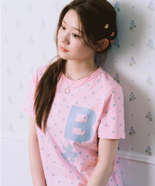 BAUF（バウフ）の「[BAUF x RINKA] BロゴスリムフィットTシャツ [ドットピンク]（Tシャツ/カットソー・レディース・その他・FREE）」の3枚目の写真