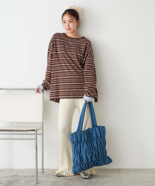 forksy.(フォルクシー)の「【forksy.】パファーギャザー アソートトートバッグ/ドット・無地(トートバッグ・レディース・チャコール/ブラック系/アイボリー系/ブルー/ブラック・FREE)」の22枚目の写真
