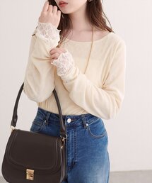 natural couture | シアーベロア×レースリバーシブルTOPS(Tシャツ/カットソー)