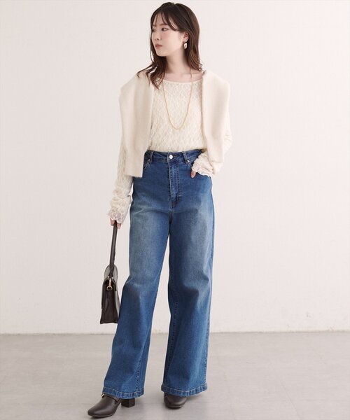 natural couture(ナチュラルクチュール)の「シアーベロア×レースリバーシブルTOPS(Tシャツ/カットソー・レディース・ブラウン/モカ/ブラック/アイボリー・FREE)」の18枚目の写真
