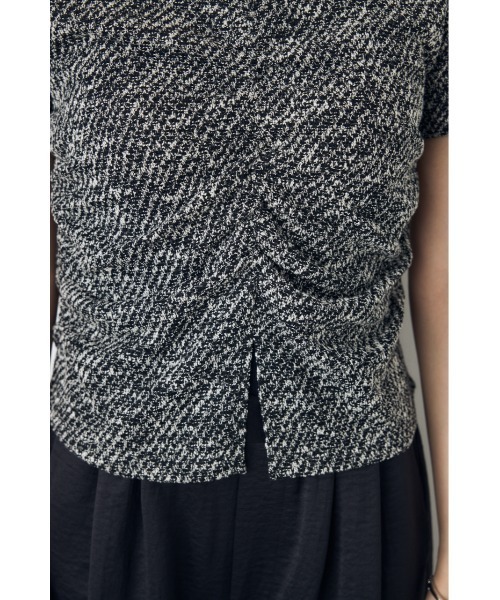 AZUL by moussy(アズールバイマウジー)の「【身長/骨格別着用画像あり】カットツイードフロントギャザートップス 半袖 夏服 秋服(Tシャツ/カットソー・レディース・ブラック系その他/ボルドー/オフホワイト・FREE)」の19枚目の写真