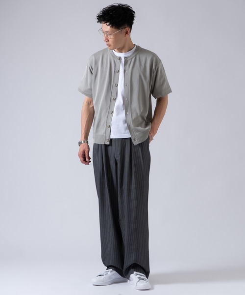 OXA（オグザ）の「ピンストライプ ツータック スラックス ワイドパンツ OXA（スラックス・メンズ・グレー/ブラック・MEDIUM/LARGE）」の13枚目の写真