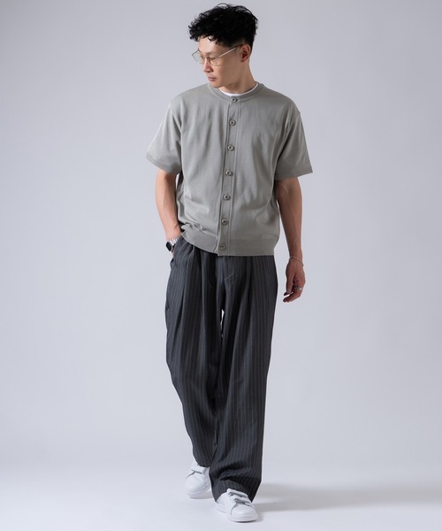 OXA（オグザ）の「ピンストライプ ツータック スラックス ワイドパンツ OXA（スラックス・メンズ・グレー/ブラック・MEDIUM/LARGE）」の14枚目の写真