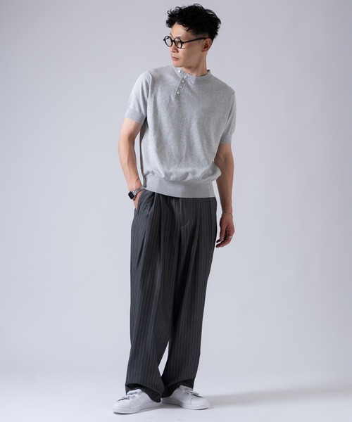OXA（オグザ）の「ピンストライプ ツータック スラックス ワイドパンツ OXA（スラックス・メンズ・グレー/ブラック・MEDIUM/LARGE）」の15枚目の写真
