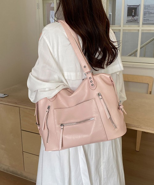 LA VORAGINE(ラ ヴォラジネ)の「A4対応大容量 外ポケットスクエアトートバッグ(トートバッグ・レディース・Black/Silver/PINK/アイボリー・FREE)」の3枚目の写真