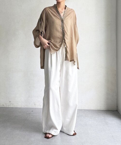 DouDou(ドゥドゥ)の「【WEB限定】シアー×サテンブラウス(シャツ/ブラウス・レディース・ブラック/ブラウン/ベージュ・FREE)」の19枚目の写真