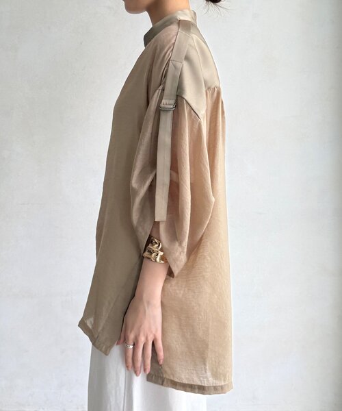 DouDou(ドゥドゥ)の「【WEB限定】シアー×サテンブラウス(シャツ/ブラウス・レディース・ブラック/ブラウン/ベージュ・FREE)」の10枚目の写真