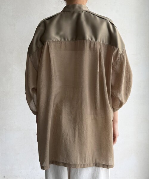 DouDou(ドゥドゥ)の「【WEB限定】シアー×サテンブラウス(シャツ/ブラウス・レディース・ブラック/ブラウン/ベージュ・FREE)」の9枚目の写真