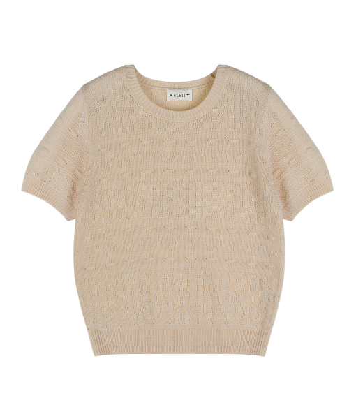 VLETI（ブレッティ）の「Summer Round  Point Half Knit (Cream)（ニット/セーター・レディース・クリーム・FREE）」の2枚目の写真