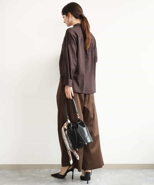 MK MICHEL KLEIN（エムケーミッシェルクラン）の「[洗える]ボウ付きシアーチェックブラウス（シャツ/ブラウス・レディース・カーキ/ブラウン・38）」の20枚目の写真