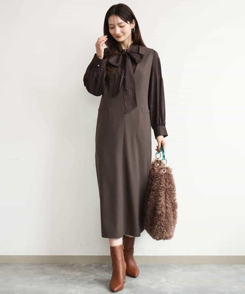 MK MICHEL KLEIN（エムケーミッシェルクラン）の「[洗える]ボウ付きシアーチェックブラウス（シャツ/ブラウス・レディース・カーキ/ブラウン・38）」の22枚目の写真