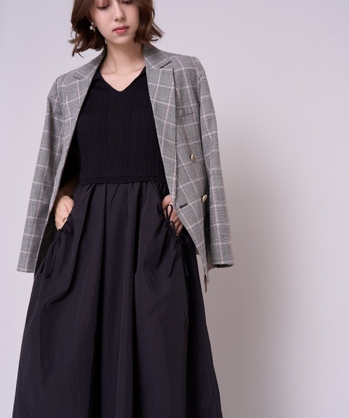 MISCH MASCH（ミッシュマッシュ）の「2026秋冬新作 ポロニットドッキングワンピース（ワンピース・レディース・ブラック/ネイビー・ﾌﾘ-）」の2枚目の写真