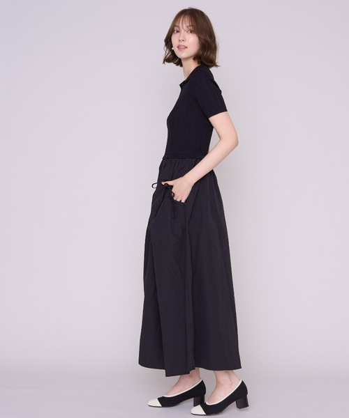 MISCH MASCH（ミッシュマッシュ）の「2026秋冬新作 ポロニットドッキングワンピース（ワンピース・レディース・ブラック/ネイビー・ﾌﾘ-）」の3枚目の写真