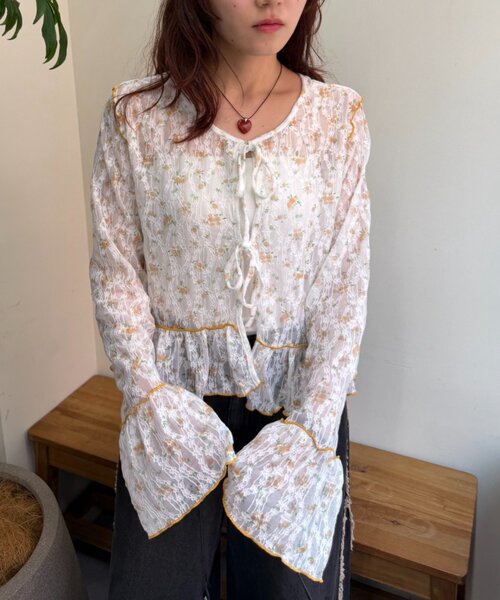 w closet(ダブルクローゼット)の「レースリボンボレロ(シャツ/ブラウス・レディース・ブラック/オレンジ/オフホワイト/ブルー・FREE)」の17枚目の写真