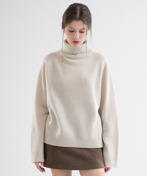 VLETI(ブレッティ)の「Wool 100% Turtle-Neck Knit (Cream)(ニット/セーター・レディース・クリーム・FREE)」の2枚目の写真