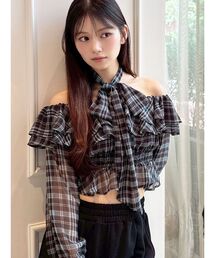 ボウタイオフショルブラウス
