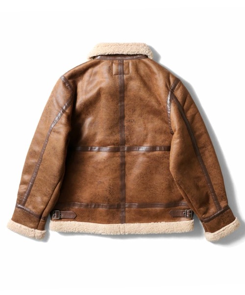 HOUSTON（ヒューストン）の「［UNIVERD72/ユニバード］FAKE MOUTON JACKET TYPE B-3 / フェイク ムートン B-3 フライトジャケット（ムートンコート・メンズ・ブラック/ブラウン・M/L/XL/XXL）」の9枚目の写真