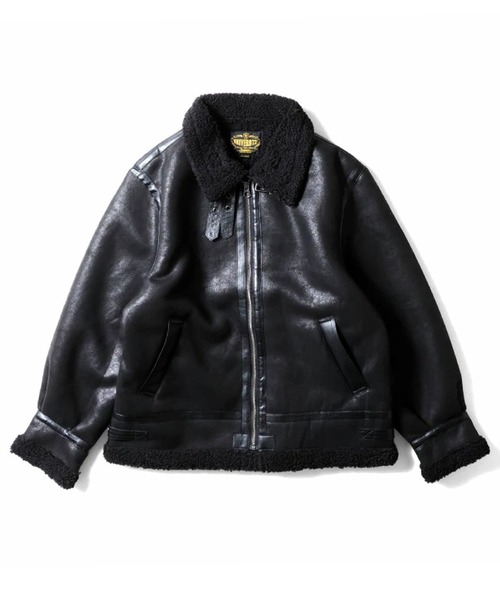 HOUSTON（ヒューストン）の「［UNIVERD72/ユニバード］FAKE MOUTON JACKET TYPE B-3 / フェイク ムートン B-3 フライトジャケット（ムートンコート・メンズ・ブラック/ブラウン・M/L/XL/XXL）」の7枚目の写真