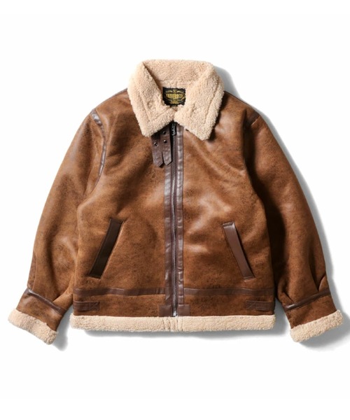 HOUSTON（ヒューストン）の「［UNIVERD72/ユニバード］FAKE MOUTON JACKET TYPE B-3 / フェイク ムートン B-3 フライトジャケット（ムートンコート・メンズ・ブラック/ブラウン・M/L/XL/XXL）」の8枚目の写真