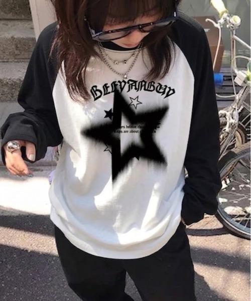 SHEPP(シープ)の「【26年秋冬新作】ビッグシルエット アソート ラグラン ロンT(Tシャツ/カットソー・レディース・ホワイト系その他/ホワイト/ホワイト系・M/L)」の3枚目の写真