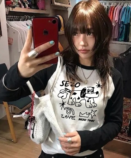 SHEPP(シープ)の「【26年秋冬新作】ビッグシルエット アソート ラグラン ロンT(Tシャツ/カットソー・レディース・ホワイト系その他/ホワイト/ホワイト系・M/L)」の2枚目の写真
