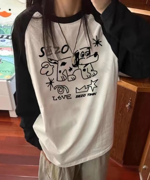 SHEPP(シープ)の「【26年秋冬新作】ビッグシルエット アソート ラグラン ロンT(Tシャツ/カットソー・レディース・ホワイト系その他/ホワイト/ホワイト系・M/L)」の7枚目の写真
