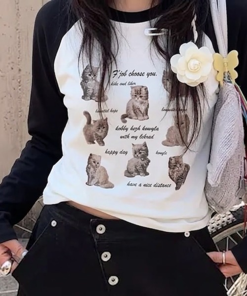 SHEPP(シープ)の「【26年秋冬新作】ビッグシルエット アソート ラグラン ロンT(Tシャツ/カットソー・レディース・ホワイト系その他/ホワイト/ホワイト系・M/L)」の4枚目の写真