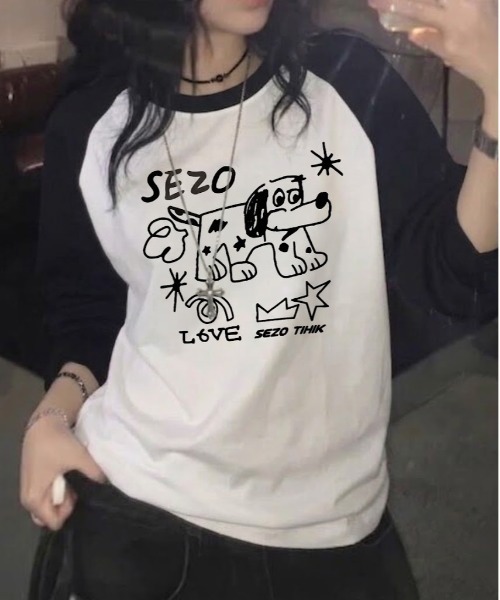 SHEPP(シープ)の「【26年秋冬新作】ビッグシルエット アソート ラグラン ロンT(Tシャツ/カットソー・レディース・ホワイト系その他/ホワイト/ホワイト系・M/L)」の6枚目の写真